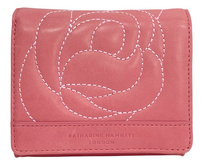 未使用 キャサリンハムネット 財布  二つ折り ローズステッチ 花柄 牛革 レザー KHP631 バラ 薔薇　バラ　レディース　KATHARINE HAMNETT