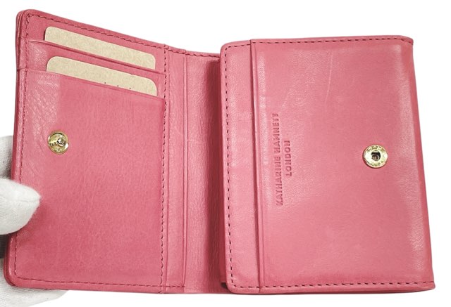 未使用 キャサリンハムネット 財布 二つ折り ローズステッチ 花柄 牛革