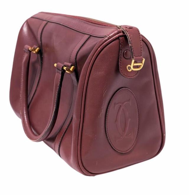 定番人気，2025】 カルティエ レザー 大容量 ボストンバッグ ボルドー