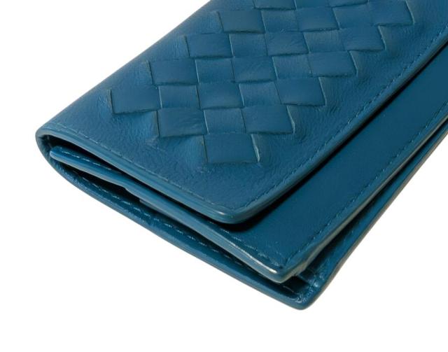 ボッテガヴェネタ カードケース イントレチャート ブルー レザー 三  