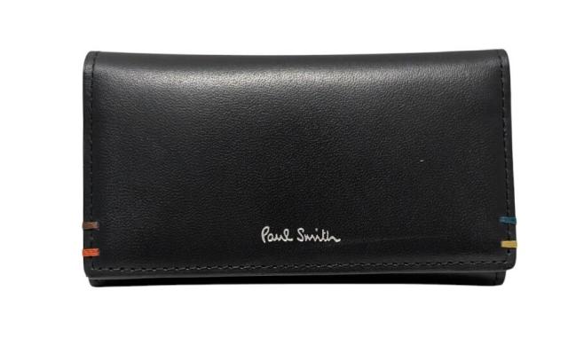 未使用 ポールスミス キーケース アウトレット レザー 本革 ブラック 黒 レザー メンズ レディース Paul Smith BPS851 ステッチ 【中古】