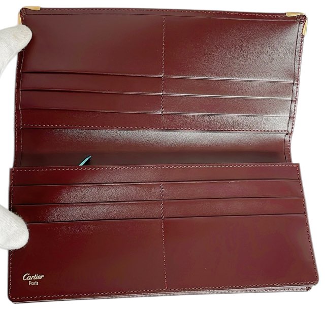 Cartier カルティエ 二つ折り長財布 ボルドー ワインレッド 箱付き