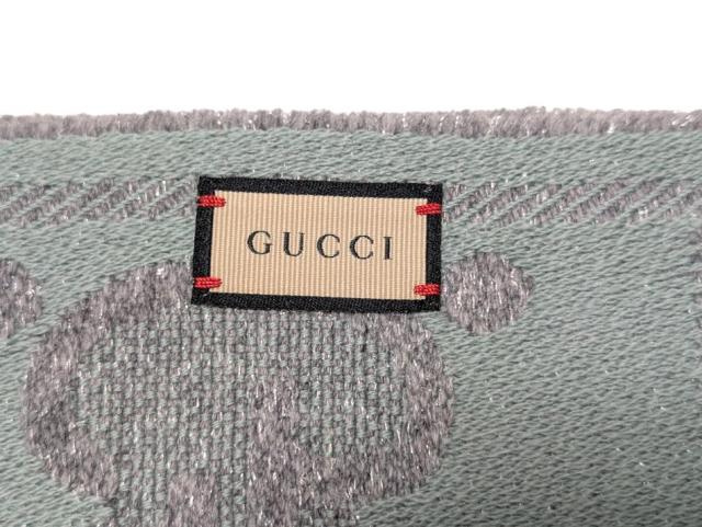 新品同様 グッチ GG柄 フリンジ ジャガードマフラー 598993 ラメ入り  