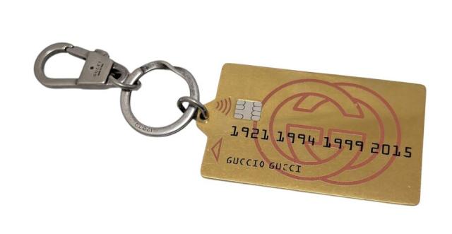 グッチ キーホルダー チャーム キーリング クレジットカードデザイン GG インターロッキングG メタル ゴールド GP バッグチャーム GUCCI