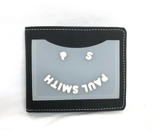 未使用 ポールスミス 財布 スマイリー フェイス PS Paul Smith 二つ折り財布 ブラック 黒 M2A5321 ケースなし 札入れ カードケース