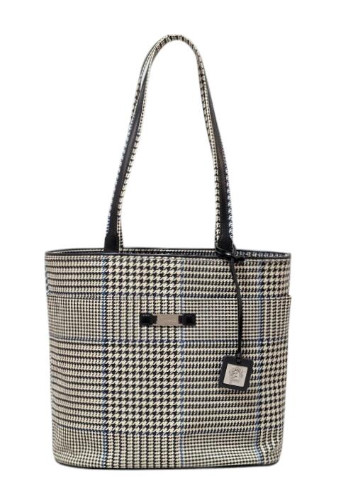 新品同様 LAUREN RALPH LAUREN ローレン ラルフローレン トートバッグ グレンチェック ブラック レディース ハンドバッグ 黒 チェック 【