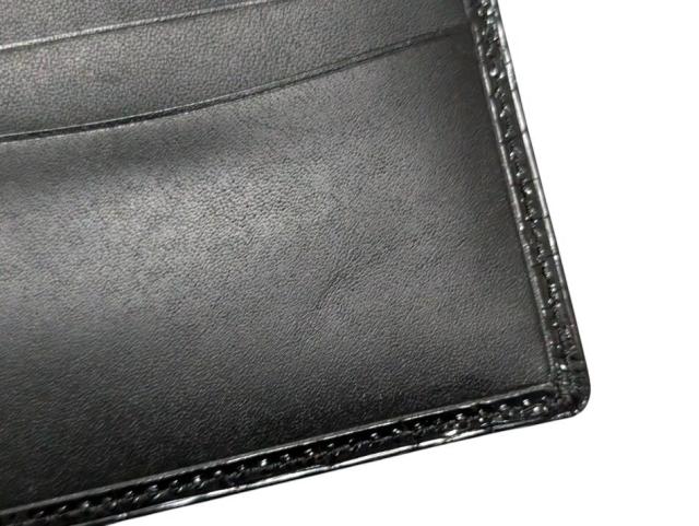 未使用 ノンブランド クロコダイル 二つ折り 財布 艶あり シャイニー 