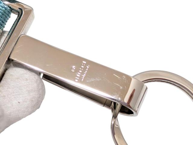 グッチ ネックストラップ IDカードホルダー用 ライトブルー シルバー