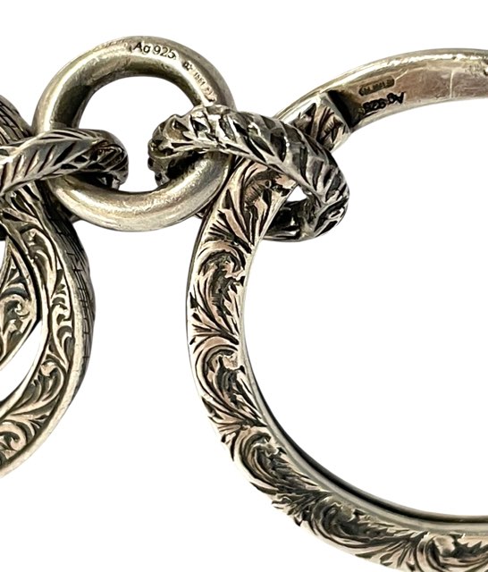 グッチ キーリング インターロッキングG SV925 キーホルダー 彫り エン