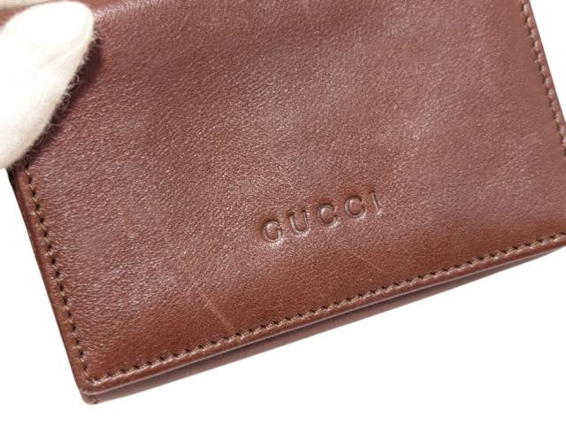 グッチ カードケース 名刺入れ 二つ折り レザー ブラウン 茶色 メンズ レディース ロゴ 030.3281 ＧＵＣＣＩ 【中古】 グッチ カードケース 名刺入れ 二つ折り レザー ブラウン 茶色 メンズ