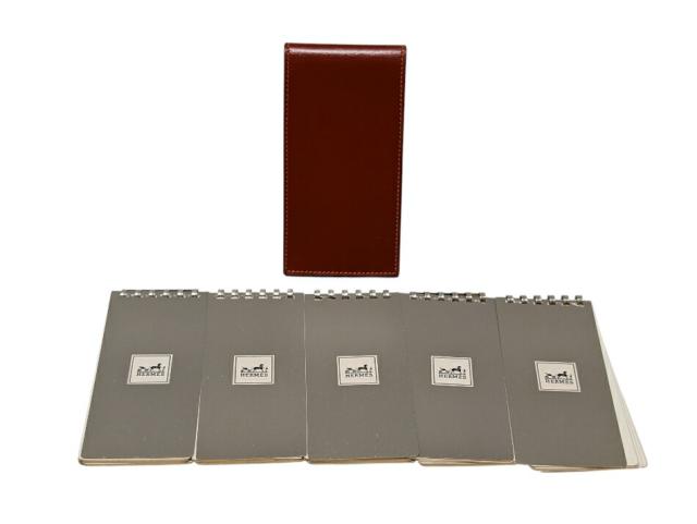 新品同様 エルメス メモ帳 レザー ボックスカーフ 二つ折り リフィル  