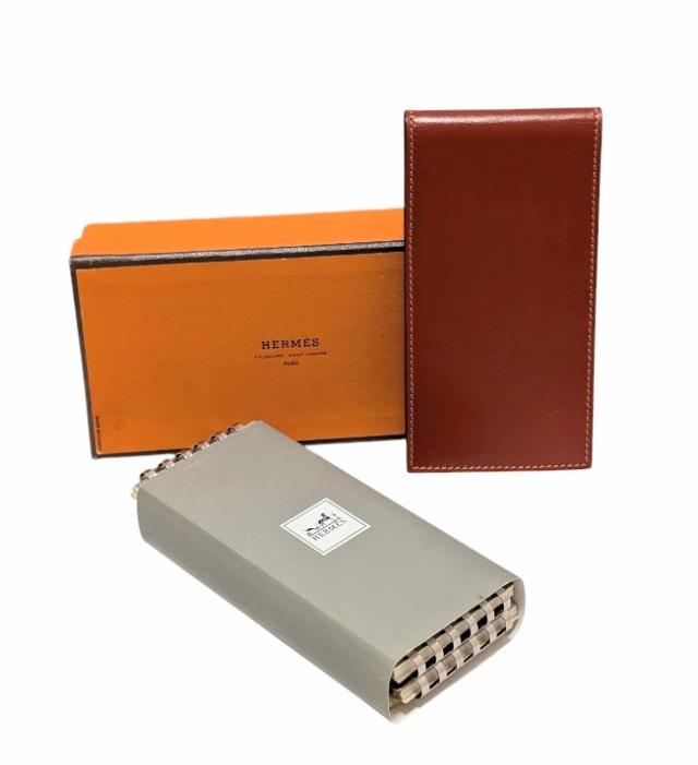 新品同様 エルメス メモ帳 レザー ボックスカーフ 二つ折り リフィル  