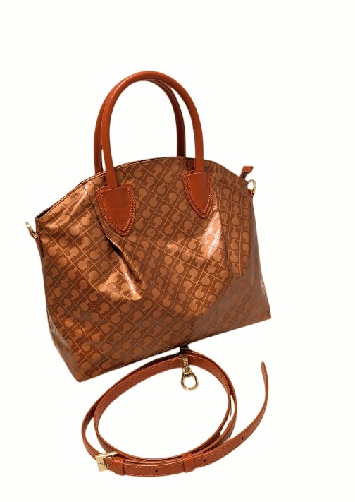 新品同様 ゲラルディーニ 2WAY ボストンバッグ ショルダーバッグ ハンドバッグ SOFTY ソフティ ブラウン メタリック 軽量 レディース 女