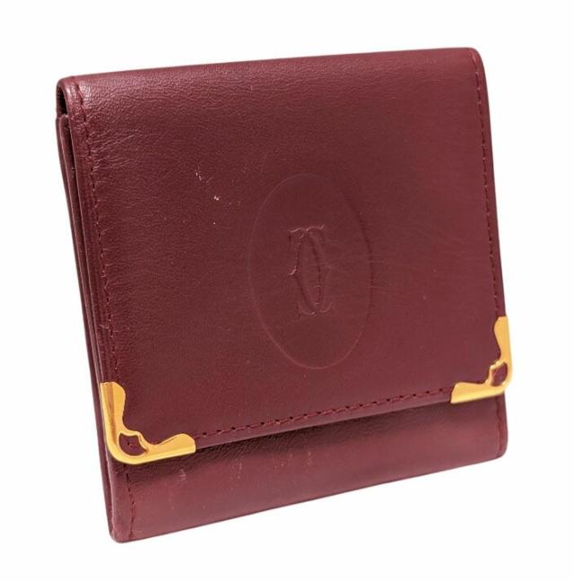 カルティエ ケース マスト 小銭入れ ボルドー ２C Ｃ２ スクエア 背面ポケット付き レザー メンズ レディース Ｃａｒｔｉｅｒ 本革