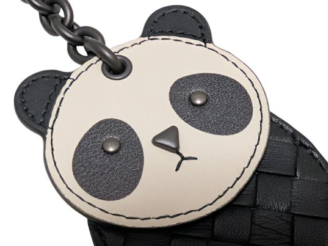 新品同様 ボッテガヴェネタ キーリング キーホルダー パンダ レザー