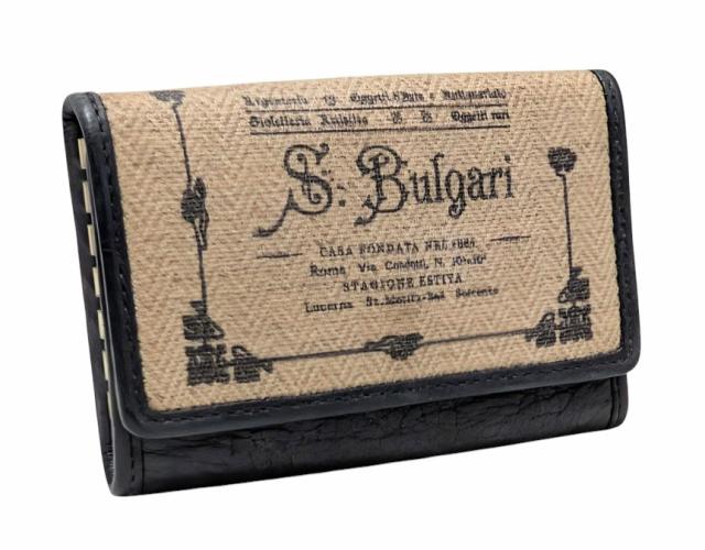 ブルガリ キーケース コレツィオーネ ソティリオブルガリ ロゴプリント 黒 ブラック コーティッドヘリテージキャンバス レザー BVLGARI