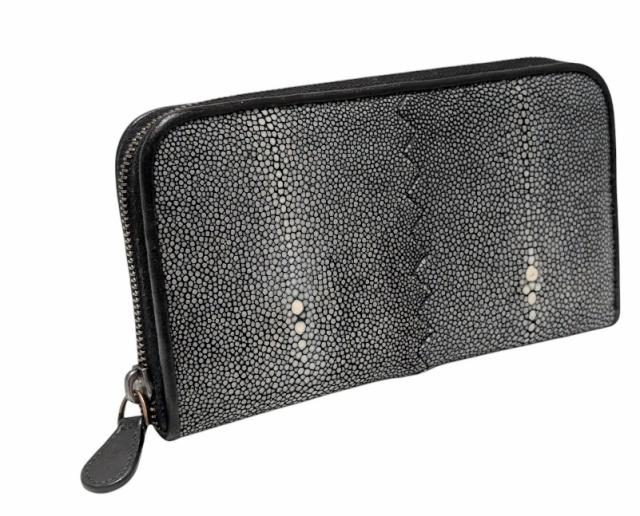 ボッテガヴェネタ 長財布 ガルーシャ レザー ラウンドファスナー ジップアラウンド ブラック スティングレイ エイ革 メンズ 紳士用 ジッ