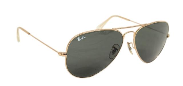 新品同様 レイバン サングラス RB3025 L0205-58　アビエーター ティアドロップ ブラック ゴールド クリア AVIATOR　【中古】