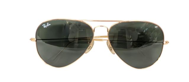 新品同様 レイバン サングラス RB3025 L0205-58　アビエーター ティアドロップ ブラック ゴールド クリア AVIATOR　【中古】