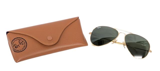新品同様 レイバン サングラス RB3025 L0205-58　アビエーター ティアドロップ ブラック ゴールド クリア AVIATOR　【中古】