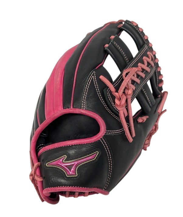 ミズノ グローブ ソフトボール レザー ブラック ピンク MBA Umind レザー mizuno　レディース　右利き用　右投げ用　【中古】