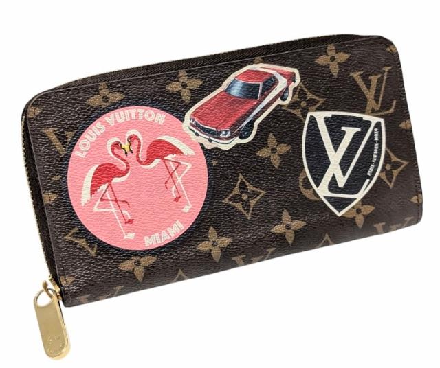 ルイヴィトン モノグラム ジッピーウォレット ワールドツアー M62149 二コラジェスキエール 廃番モデル ジップアラウンド フラミンゴ 自