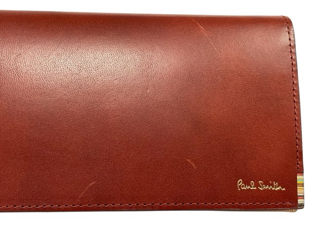未使用 ポールスミス 長財布 レザー ブラウン 赤茶 レザー 牛革 コイン