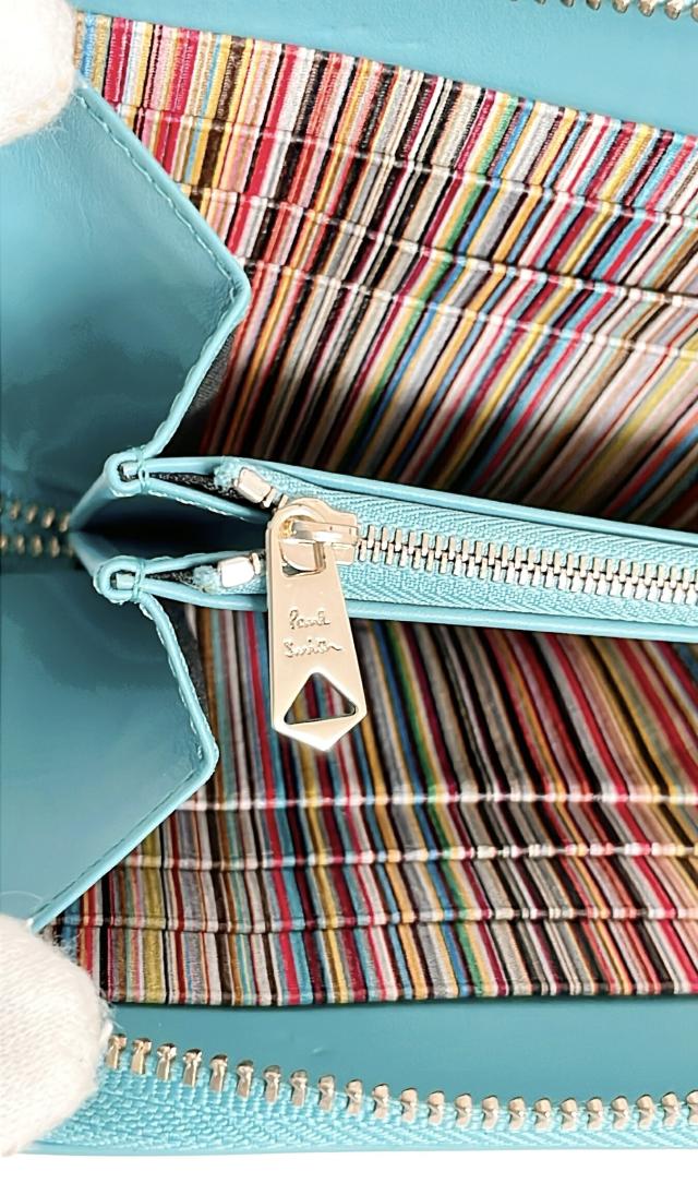 未使用 ポールスミス ラウンドファスナー 長財布 VPS626 ターコイズ