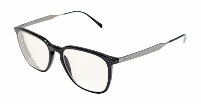 プラダ 眼鏡 メガネフレーム VPR07U 黒縁 メガネ 眼鏡フレーム メタルフレーム ロゴ PRADA ブラック 眼鏡　伊達メガネ　だてメガネ  【中