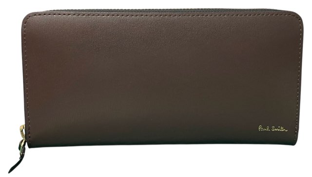 未使用 ポールスミス ラウンドファスナー 長財布 PSC307 ブラウン　茶色 マルチストライプ レザー ジップアラウンド ジッピー 財布 Paul