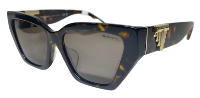 未使用 ティファニー サングラス ティファニーT デコ キャットアイ Tiffany & Co. TF4218 Tモチーフ べっ甲柄 ブラウン 茶色 べっ甲調 TI