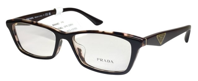 未使用 プラダ 眼鏡 メガネフレーム PR 20RV ロゴ プレート ブラウン 茶色 スクエア ウェリントン メンズ レディース フレーム 眼鏡フレ