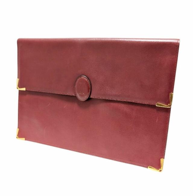 カルティエ マストライン ドキュメントケース ブリーフケース 書類かばん クラッチバッグ セカンドバッグ ビジネスバッグ レザー ボルド