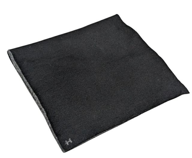 エルメス マフラー リバーシブル Hロゴ ブラック グレー カシミヤ70％ シルク30％ シルク メンズ レディース HERMES ストール  【中古】