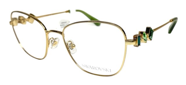 未使用 スワロフスキー メガネ 眼鏡フレーム SK1025 ゴールド　グリーン ストーン SWAROVSKI 石　ラインストーン レディース 女性向け 伊