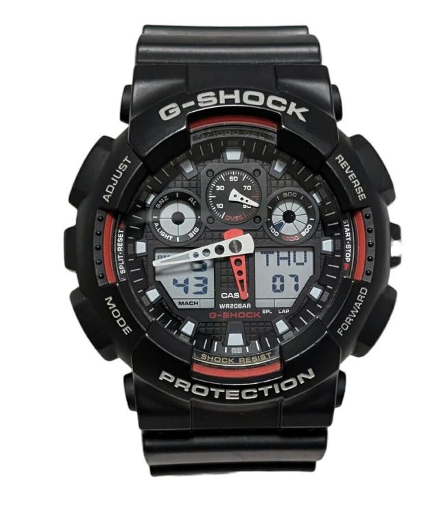 CASIO カシオ Gショック  GA-100-1A4DR デジアナ ウォッチ G-SHOCK 腕時計 ブラック×レッド 海外逆輸入モデル アナログ×デジタル コン