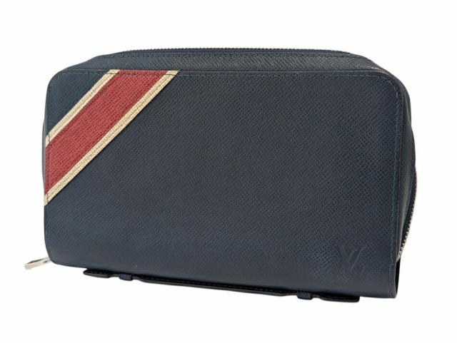 ルイヴィトン タイガ ジッピーXL ラウンドファスナー 長財布 型押し レザー ライン入り オーガナイザー  トラベルケース オセアンブルー