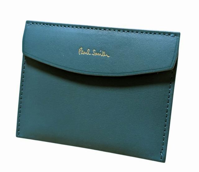 未使用 ポールスミス カードケース スリム レザー 牛革 ブルー レディース メンズ パスケース 定期入れ 名刺入れ Ｐａｕｌ Ｓｍｉｔｈ 【