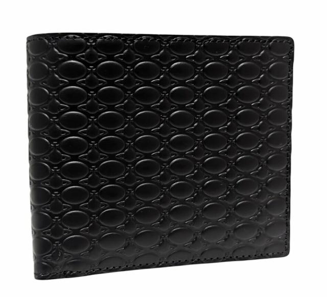 未使用 ヴィヴィアンウエストウッド ラウンドファスナー 型押し モノグラムオーブ ORB レザー 二つ折り 財布 ブラック 黒 VWK064 財布 メ