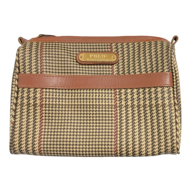新品同様 ポロ ラルフローレン ポーチ クラッチ セカンドバッグ PVC チェック グレンチェック Polo RALPH LAUREN レディース メンズ 塩ビ