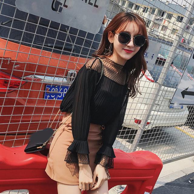 ブラウス 胸元メッシュ トランペットスリーブ 大人 セクシー の通販はau Pay マーケット Na Na Iro