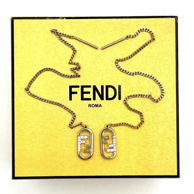 中古 希少 フェンディ FENDI レディース チェーン ピアス イヤリング