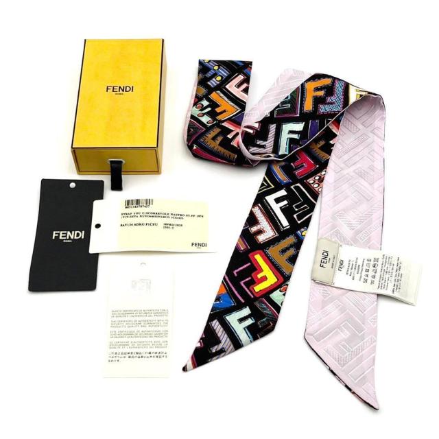 フェンディ FENDI ラッピー 総柄 バンドースカーフ スカーフ シルク  