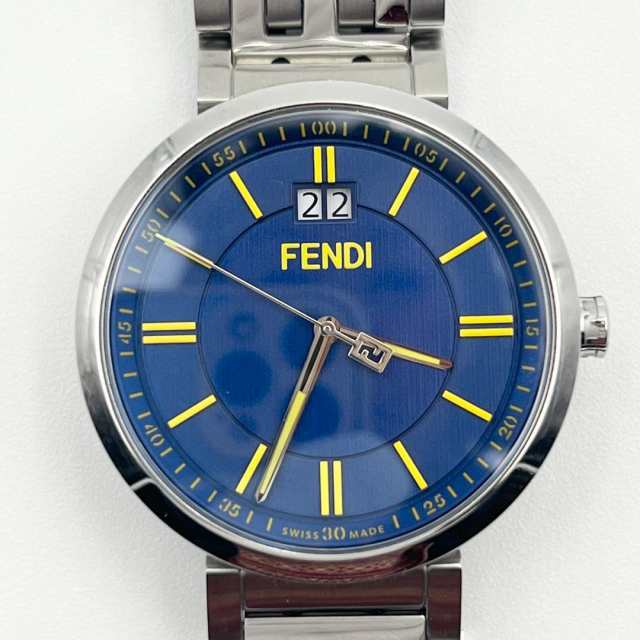 中古 2022年3月購入 フェンディ FENDI メンズ 時計 腕時計 青文字盤 FF フォーエバー デイト カレンダー ブランド｜au PAY  マーケット