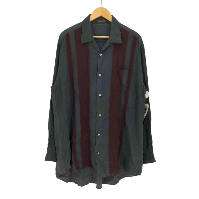 Ys for men(ワイズフォーメン) 90s 茶タグ ライン 生地切替 開襟 長袖シャツ メンズ 表記無 【中古】【ブランド古着バズストア】