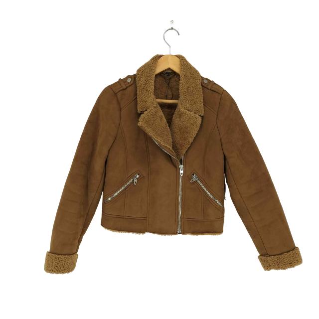 ボア ZARA ムートン ライダース ジャケット レディース XS ライダース