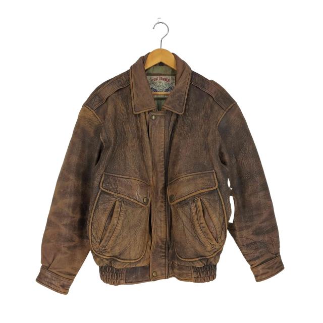 USED古着(ユーズドフルギ) FLIGHT EQUIPMENT  レザーフライトジャケット メンズ import：L 【中古】【ブランド古着バズストア】