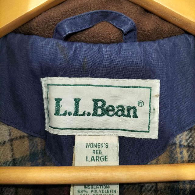 L.L.Bean(エルエルビーン) 裏地チェック 中綿 ロングコート マウンテンパーカー レディース import：L 【中古】【ブランド古着バズストア】