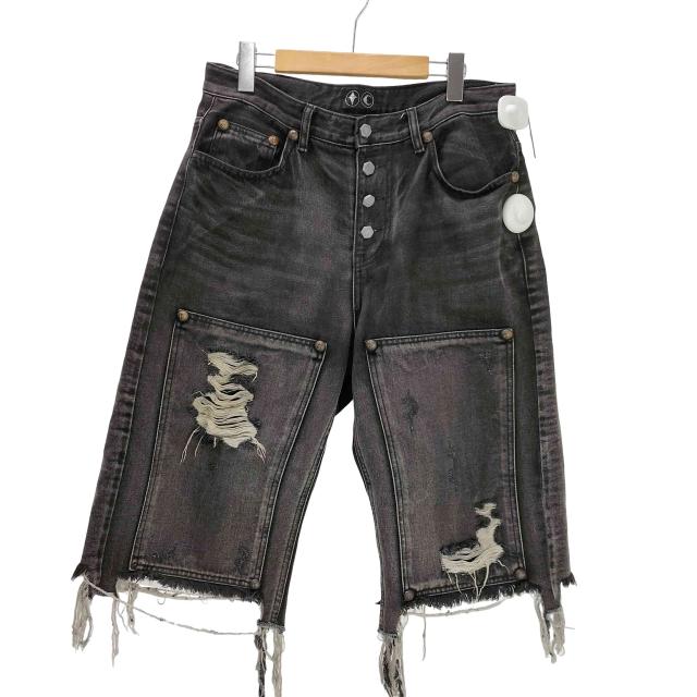 USED古着(ユーズドフルギ) {{THUG CLUB}} サグクラブ 24SS DOUBLE KNEE DAMAGE SHORTS  ダブルニー ダメージ デニム  ショーツ ジョーツ メンズ JPN：2 【中古】【ブランド古着バズストア】
