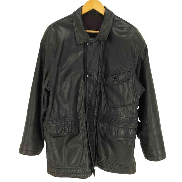 COMME CA DU MODE(コムサデモード) TETSU 90S ジップアップ ラムレザー ジャケット 裏地キルト メンズ 表記無 【中古】【ブランド古着バズストア】